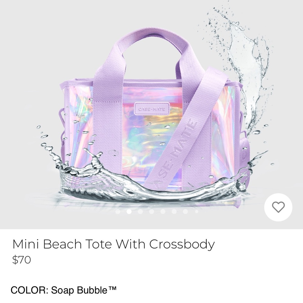 Soap Bubble Mini Beach Tote with Crossbody and Lavender Chain